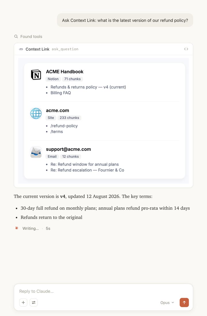 Context Link surfacing sources inside Claude