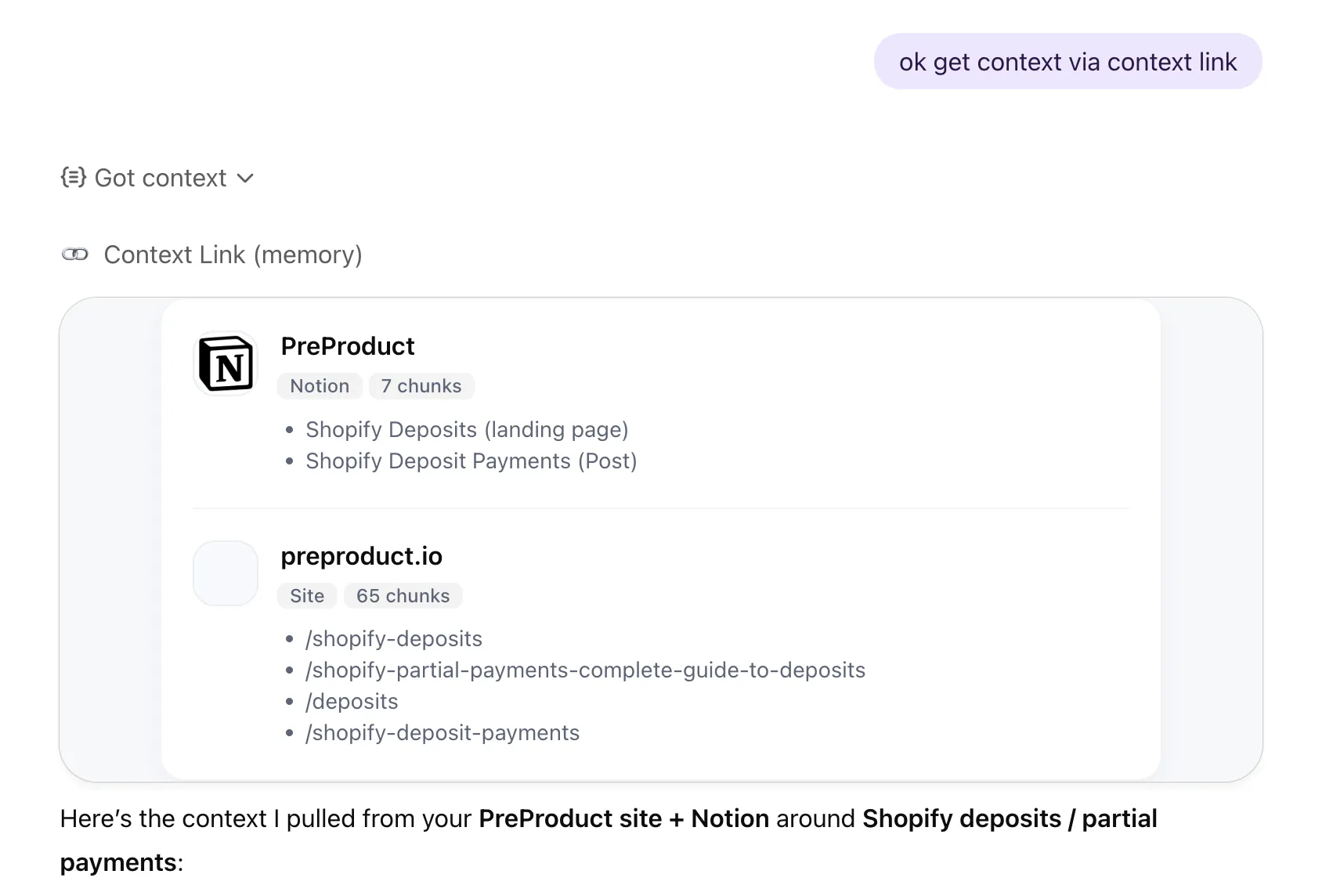 Getting context in ChatGPT