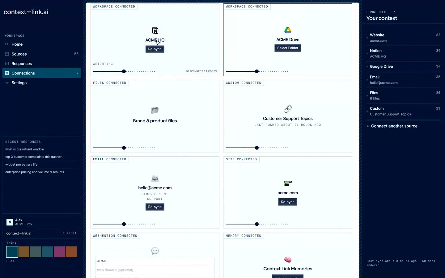 Source management dashboard